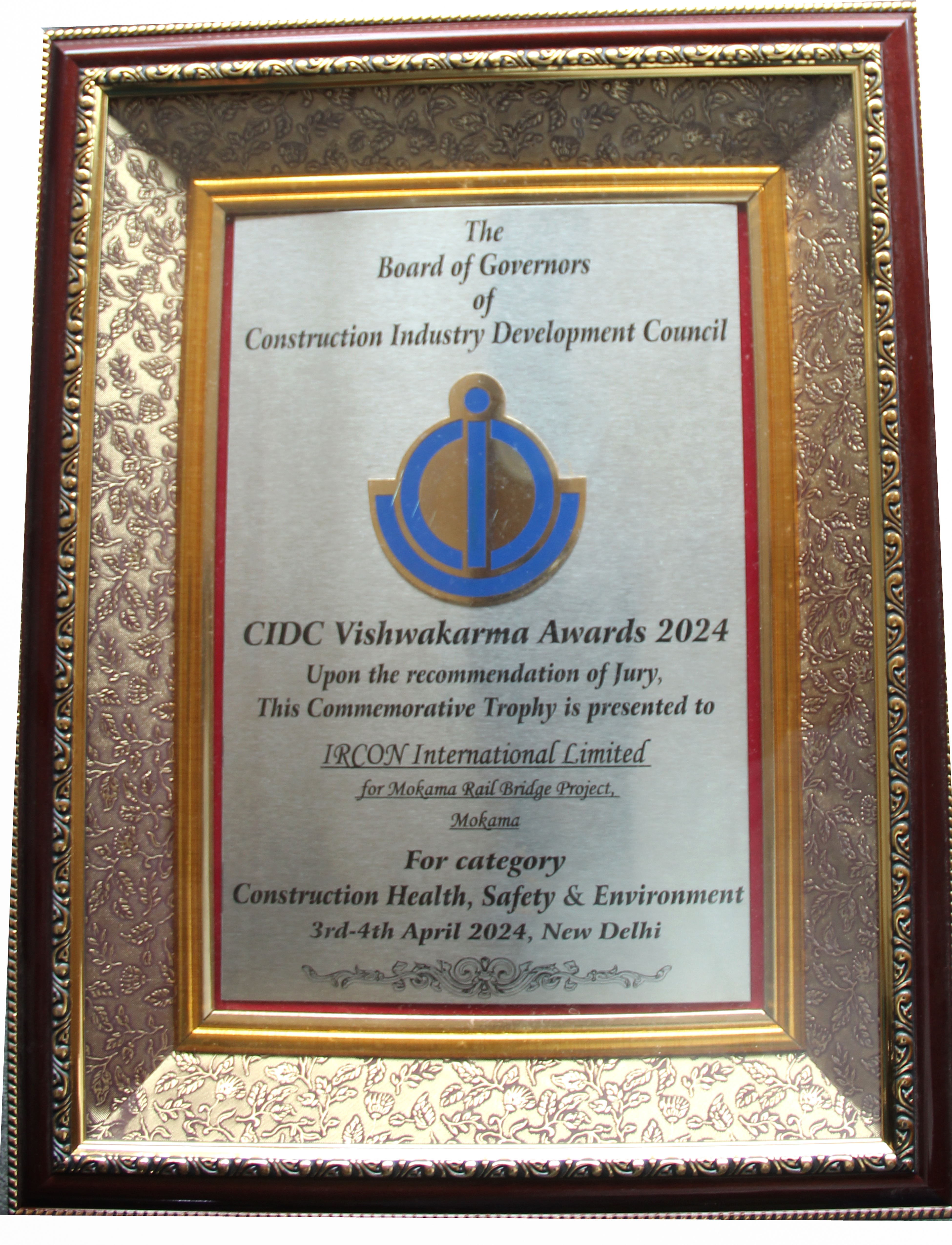 15th CIDC Viswakarma Award 2024 for Mokama Rail Bridge Project for Category Construction Health, Safety & Environment