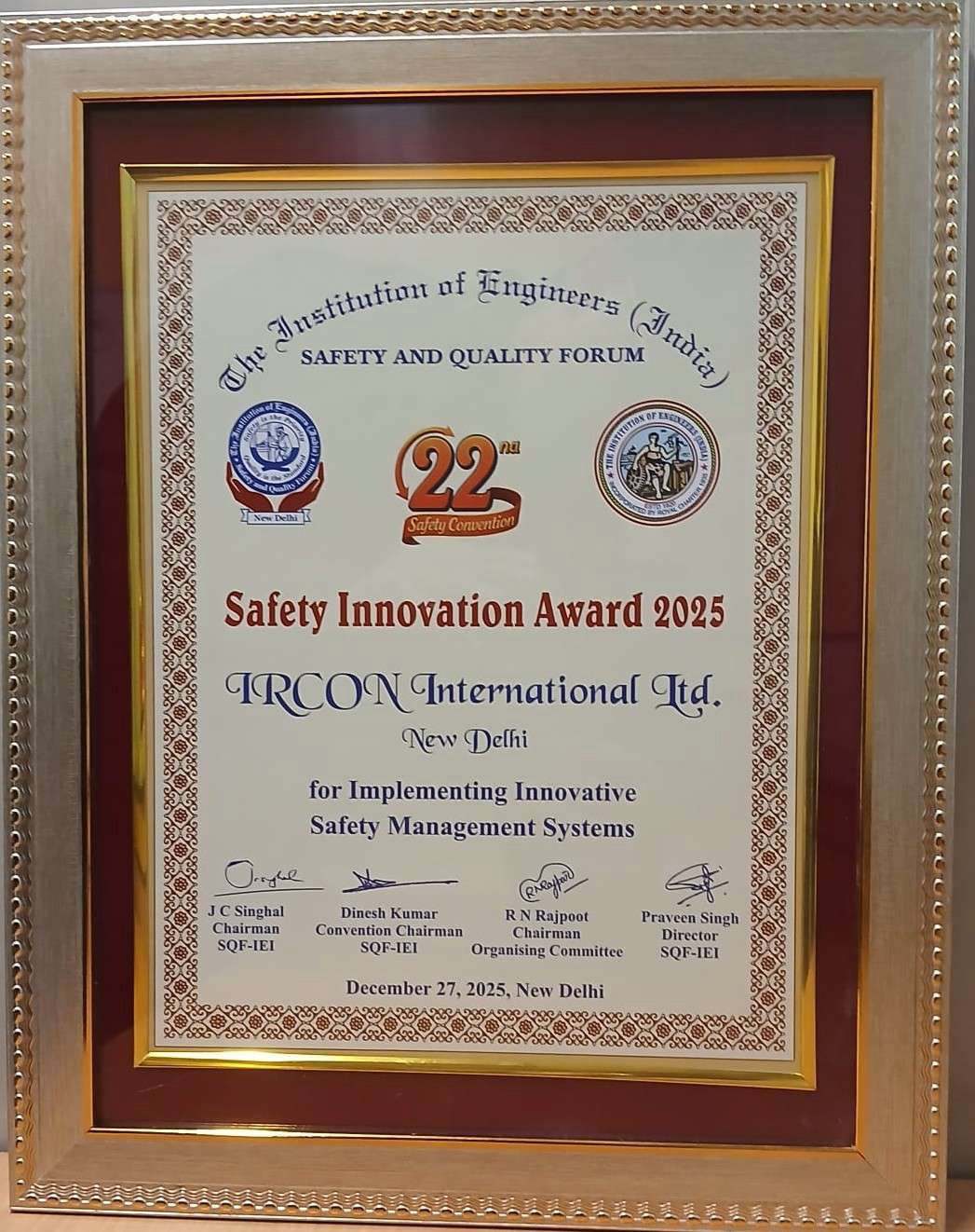 The Institute of Engineers (India) in it's 22nd Safety Convention